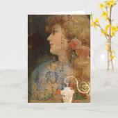 Lady digitale collage Kaart (Gele Bloem)