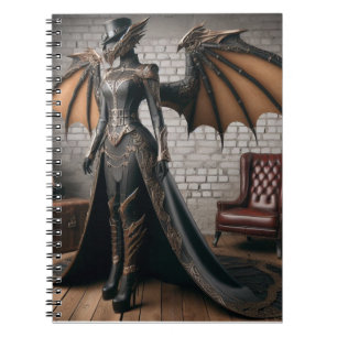 Lady Dragon Rider Steampunk Victoriaans Industrial Notitieboek