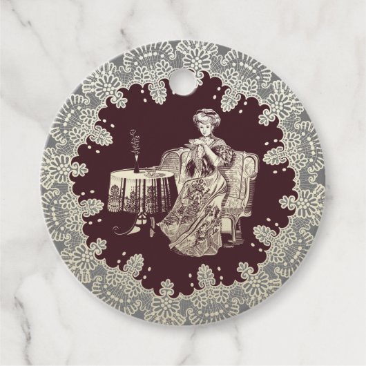 Lady drink tea bedankjes labels (Voorkant)