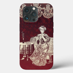 Lady drink tea iPhone 13 pro hoesje
