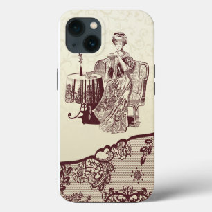 Lady drink tea iPhone 13 hoesje