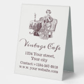 Lady drinks thé table signe de tente (Recto)