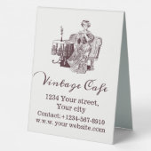 Lady drinks thé table signe de tente (Verso)