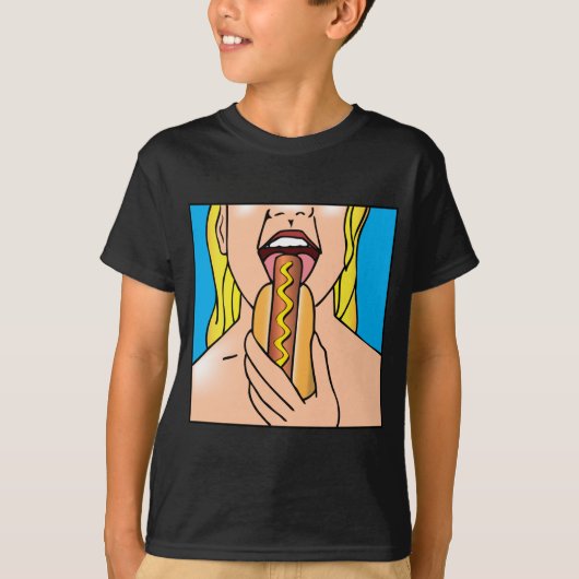 Lady Eating Hot Dog T-shirt (Voorkant)