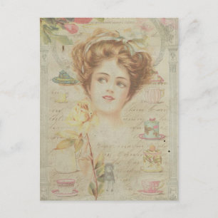 Lady Elegant China Lijst Shabby Collage Briefkaart