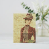  Lady Elegant Endpaper Franse typografie Briefkaart (Staand voorkant)