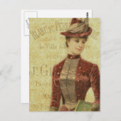  Lady Elegant Endpaper Franse typografie Briefkaart (Voorkant / Achterkant)