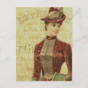  Lady Elegant Endpaper Franse typografie Briefkaart