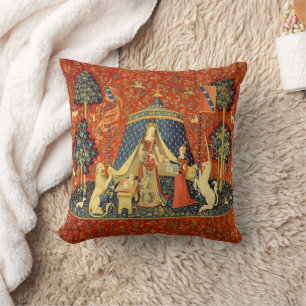Lady en de Unicorn Medieval Tapestry Art Kussen