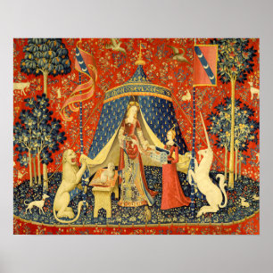 Lady en de Unicorn Medieval Tapestry Art Poster