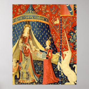 Lady en de Unicorn Medieval Tapestry Art Poster