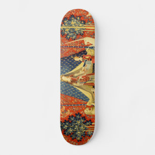 Lady en de Unicorn Medieval Tapestry Art Skateboard