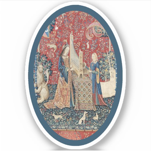 Lady en Eenhoorn (Horen) Vinyl Sticker (Voorkant)