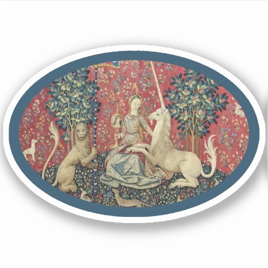 Lady en Eenhoorn (Zicht) Vinyl Sticker (Voorkant)