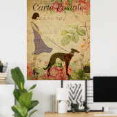 Lady en Greyhound  Poster Frans Briefkaart (Thuiskantoor)