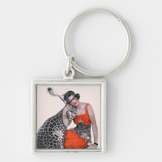 Lady en Leopard Sleutelhanger (Voorkant)