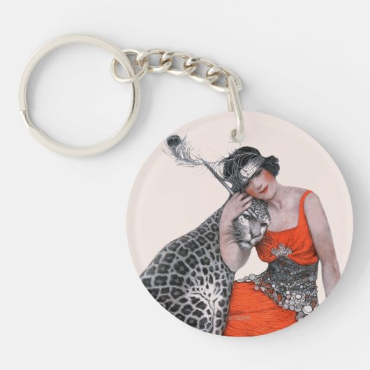 Lady en Leopard Sleutelhanger (Voorkant)