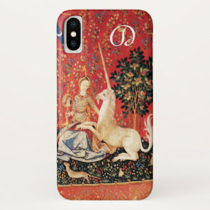 LADY EN UNICORN Fantasy Flowers, Animals Monogram iPhone X Hoesje