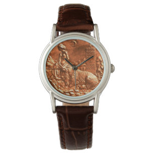 LADY en UNICORN Medieval Medallion Horloge