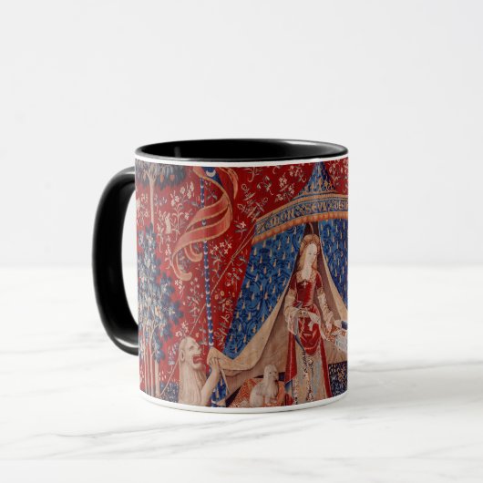Lady en Unicorn Medieval Tapestry Desire Mok (Voorkant links)