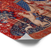 Lady en Unicorn Medieval Tapestry Desire Poster (Hoek)