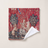 Lady en Unicorn Medieval Tapestry Sight Bad Handdoek (Wasdoekje)