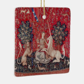 Lady en Unicorn Medieval Tapestry Sight Keramisch Ornament (Rechts)