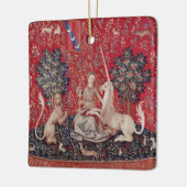 Lady en Unicorn Medieval Tapestry Sight Keramisch Ornament (Links)