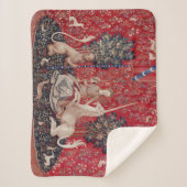 Lady en Unicorn Medieval Tapestry Sight Sherpa Deken (Voorkant)