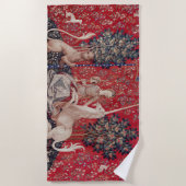 Lady en Unicorn Medieval Tapestry Sight Strandlaken (Voorkant)