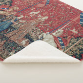 Lady en Unicorn Medieval Tapestry Taste Sherpa Deken (3/4)