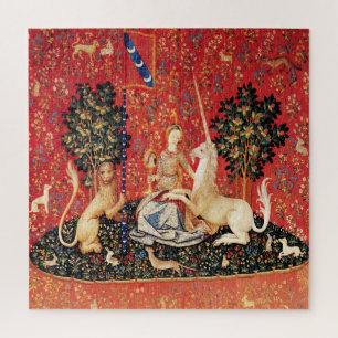 LADY EN UNICORN Sight, Leeuw, Bloemen, dieren Legpuzzel