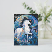 Lady en White Horse Fantasy Kunst Briefkaart (Staand voorkant)