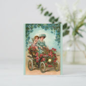  Lady fährt Auto mit Engel Briefkaart (Staand voorkant)