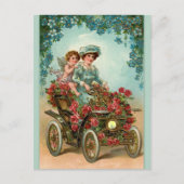  Lady fährt Auto mit Engel Briefkaart (Voorkant)