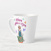 Lady Gardening Flowers Moederdag Latte Mok (Linkerhoek)