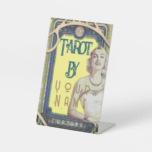 Lady Geel Tarot Kaart Reclamebord Met Voetstuk