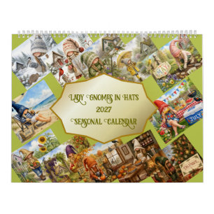 Lady Gnomes in Hats 2027 Volkskunst Nisse Kalender