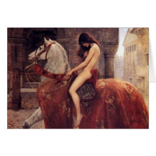 Lady Godiva vintage cardent à cheval