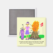 Lady Golf Cartoon Magnet (Recto/Verso)