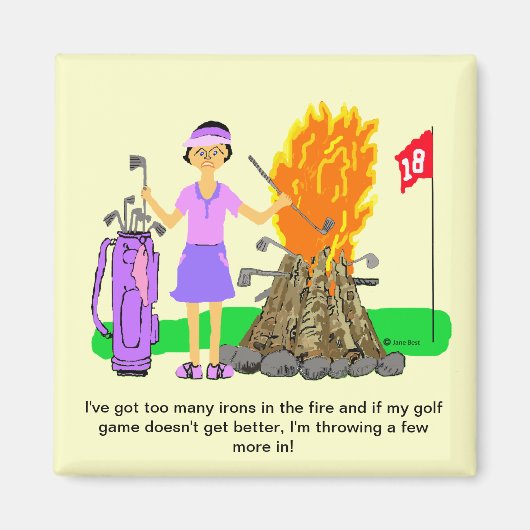 Lady Golf Cartoon Magnet (Devant)