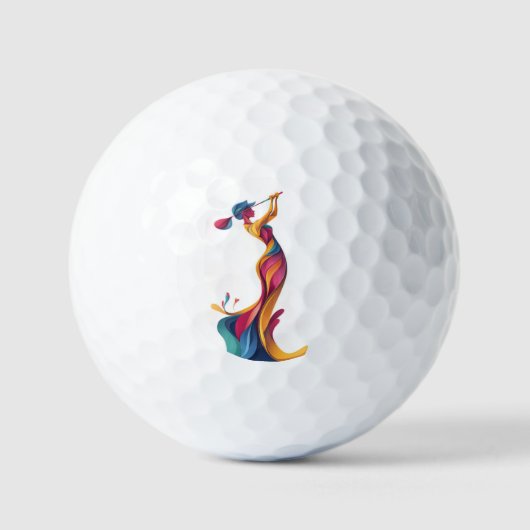 Lady Golf, Silhouette, bunt, perfekter Schwung Golfballen (Voorkant)