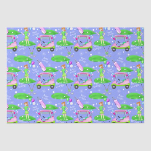 Lady Golf Thish Happy Birthday Tissuepapier (Voorkant)