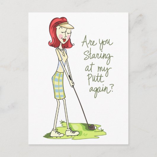 Lady Golfer Briefkaart (Voorkant)