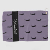 Lady Golfer Gepersonaliseerd naam Pattern Paars Bl Golfhanddoek (Horizontaal)