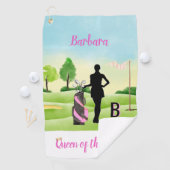 Lady Golfer Golf Course Custom Name 3-D Monogram Golfhanddoek (Insitu)