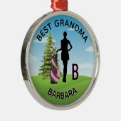 Lady Golfer Golf Course Custom Name 3-D Monogram Metalen Ornament (Rechts)