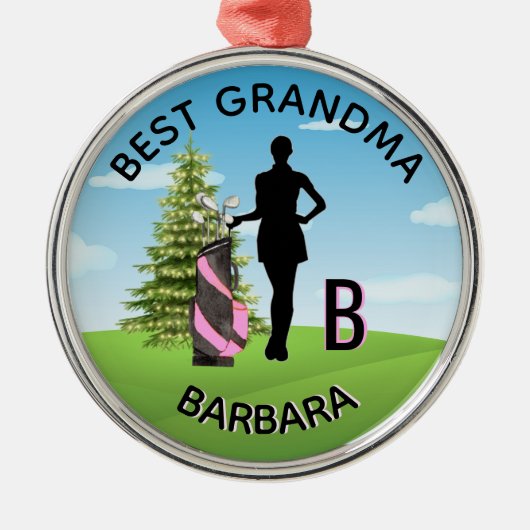 Lady Golfer Golf Course Custom Name 3-D Monogram Metalen Ornament (Voorkant)