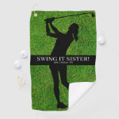 Lady Golfer Golf Green Silhouette Monogram Golfhanddoek (Insitu)
