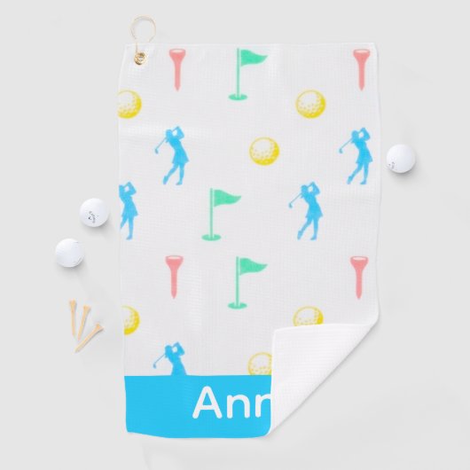Lady Golfer Icon Pattern Personalized  Golfhanddoek (Insitu)